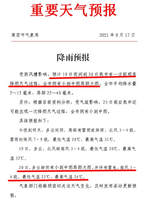 高密天气预报（高密天气预报实时）